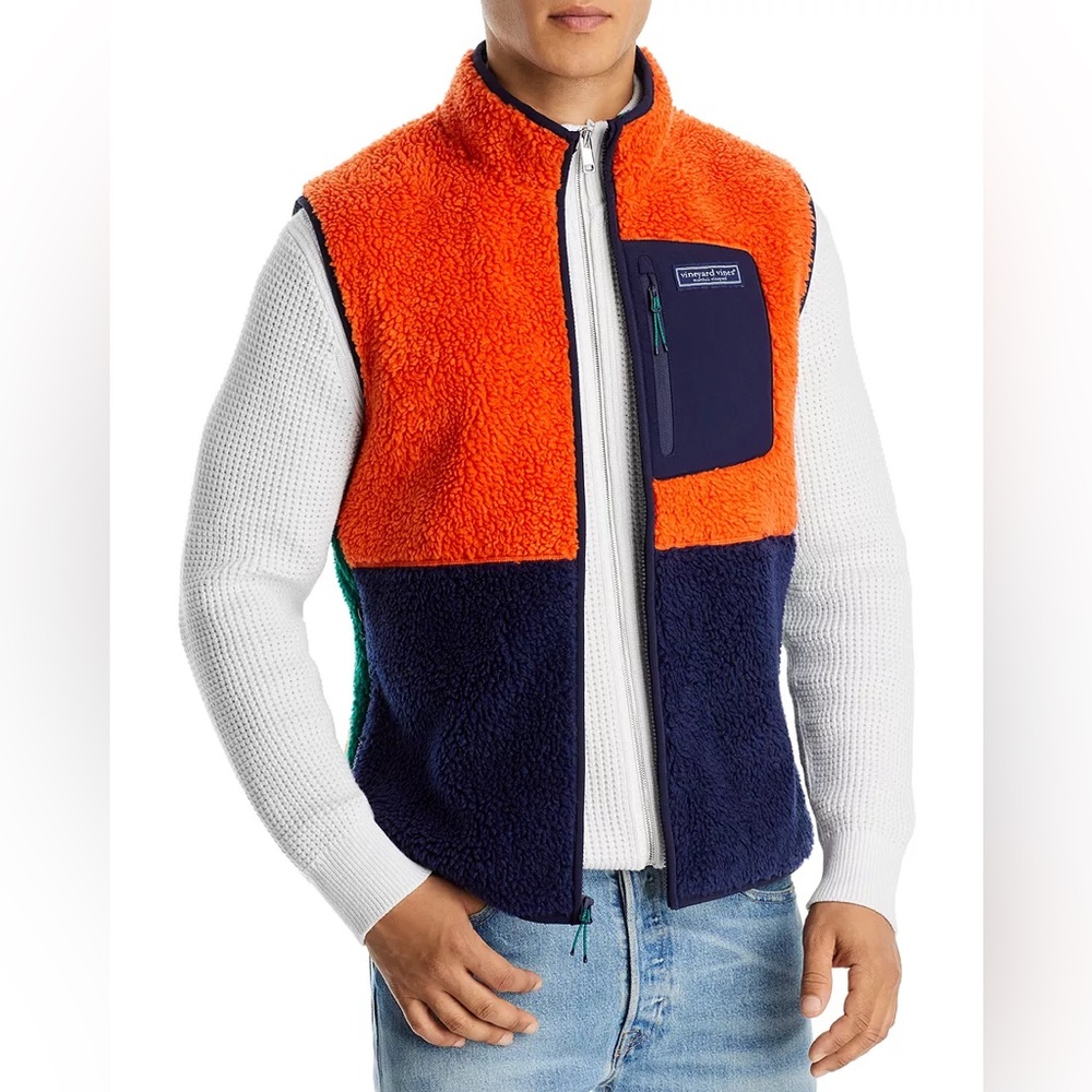Vineyard Vines Colorblock Sherpa Vest Size 3XT